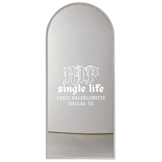 RIP Single Life Bachelorette Mirror Decal