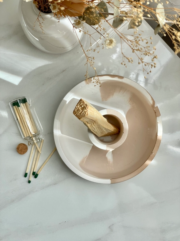 Palo Santo/Smudge Cement Holder/Tray [Coffee Marble]