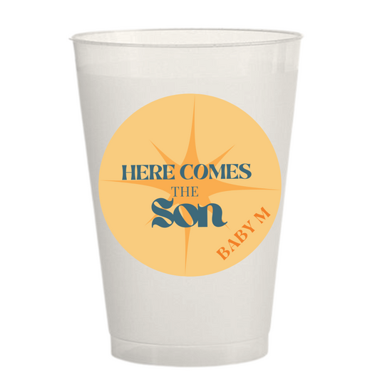 Here Comes The Sun Baby Shower Sticker Cups