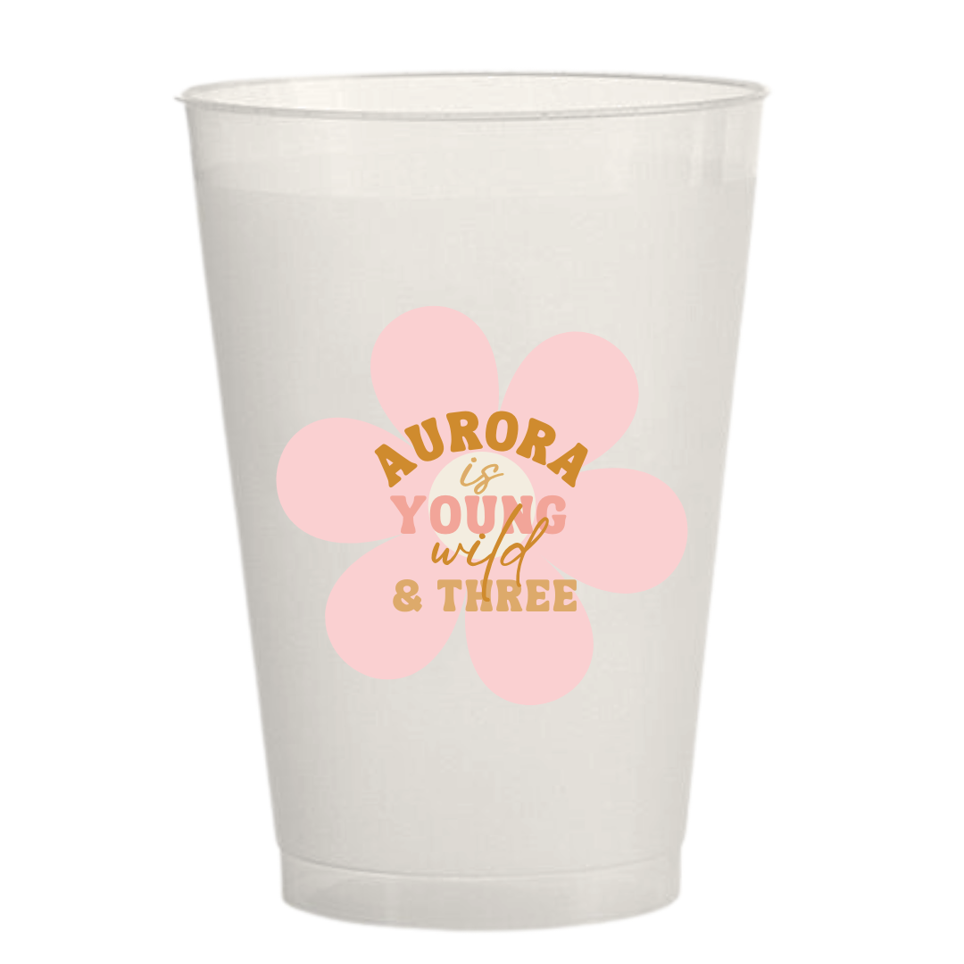 Young Wild & Three Birthday Sticker Cups