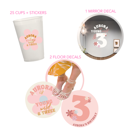 Young Wild & Three Birthday Decal Package