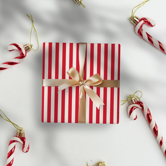 Red & White Striped Christmas Wrapping Paper