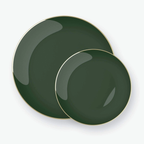 Round Emerald • Gold Plastic Appetizer Plates | 10 Pack