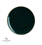 Round Emerald • Gold Plastic Appetizer Plates | 10 Pack
