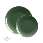 Round Emerald • Gold Plastic Appetizer Plates | 10 Pack