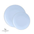 Round Ice Blue • Silver Plastic Dinner Plates | 10 Pack