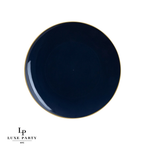 Round Navy • Gold Plastic Appetizer Plates | 10 Pack