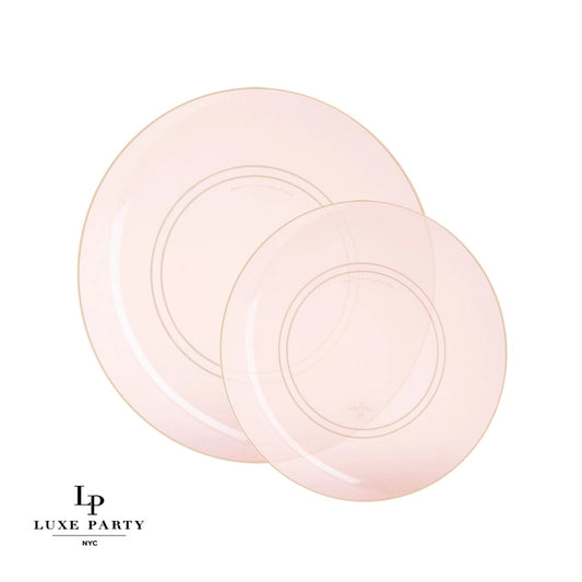 Round Semi Transparent Rose • Gold Plastic Appetizer Plates | 10 Pack