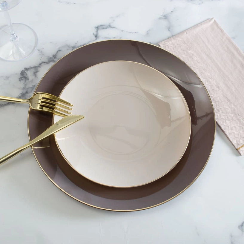 Round Truffle • Gold Plastic Appetizer Plates | 10 Pack