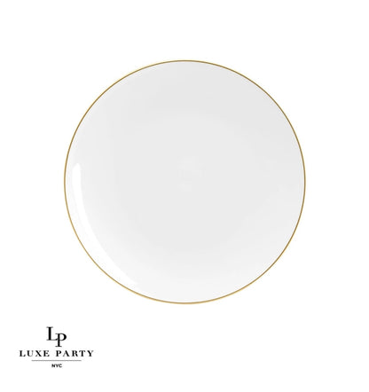 Round White • Gold Plastic Appetizer Plates | 10 Pack