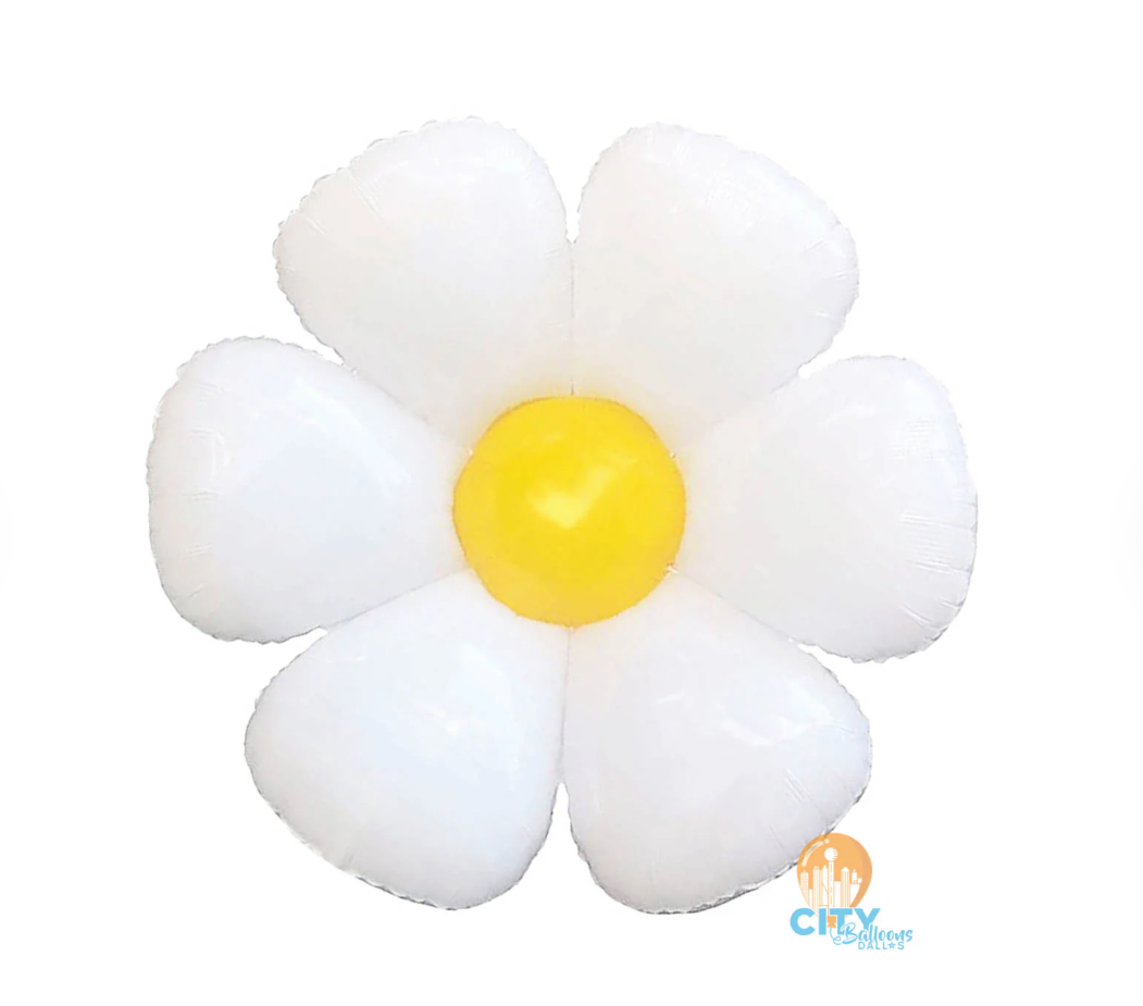 16 inch - Daisy Flower Shape  Balloon - White