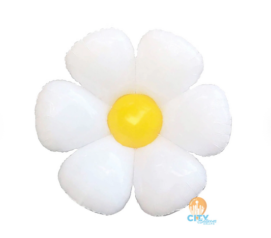 16 inch - Daisy Flower Shape  Balloon - White