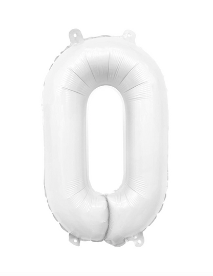 White - Number Foil Balloon