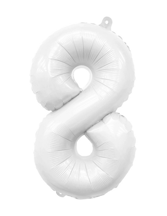 Number 8 White Foil Balloon