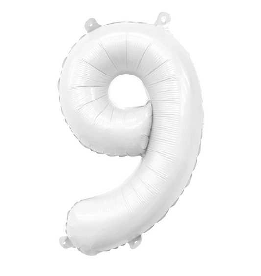 Number 9 White Foil Balloon