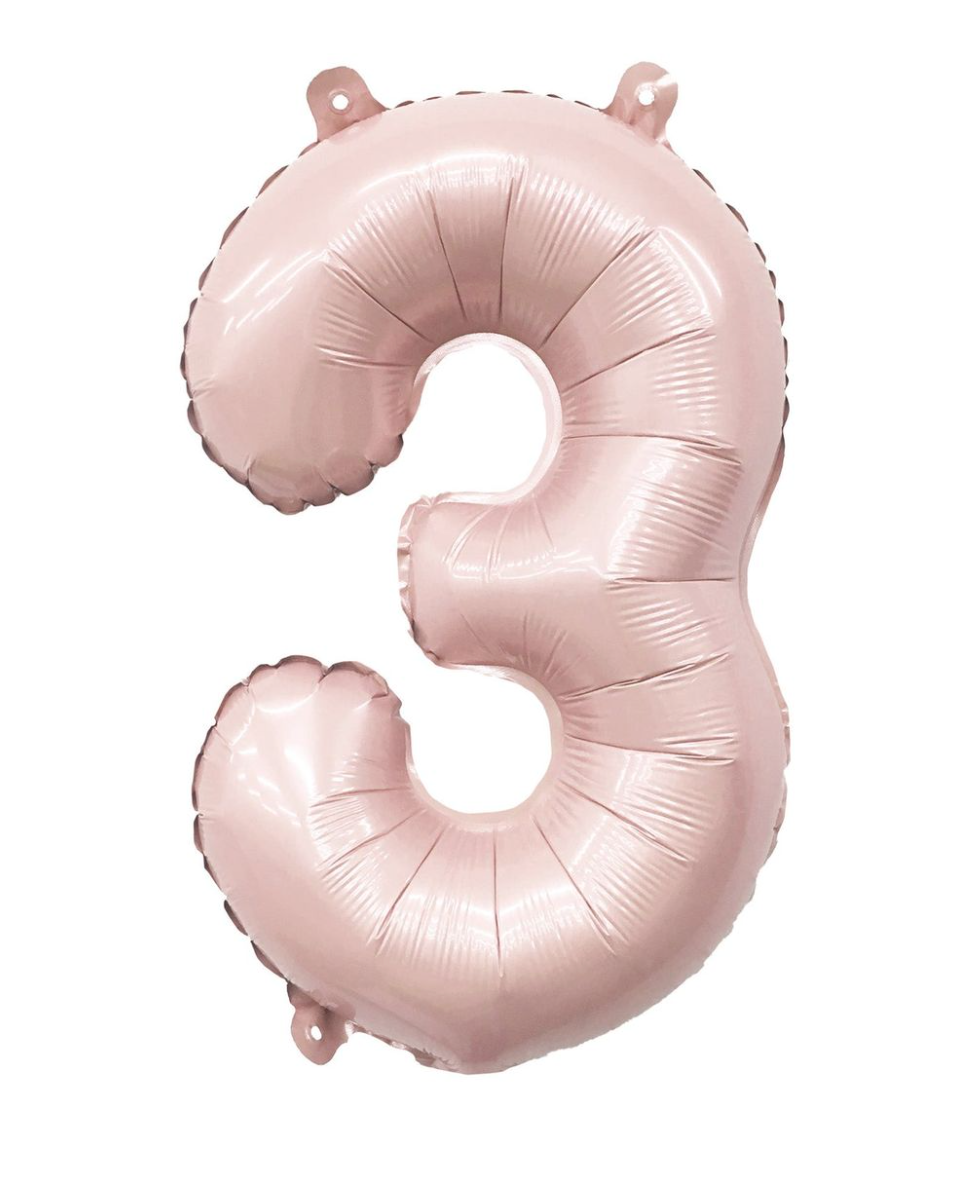 Number 3 Blush Foil Balloon