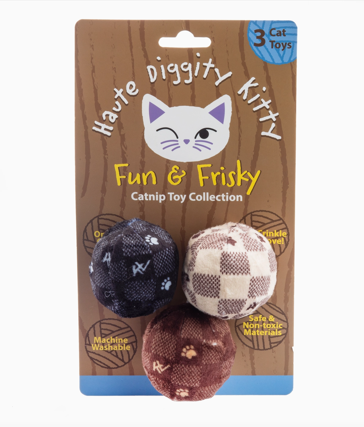 Kitty Vuiton Checkered Balls Organic Catnip Toys