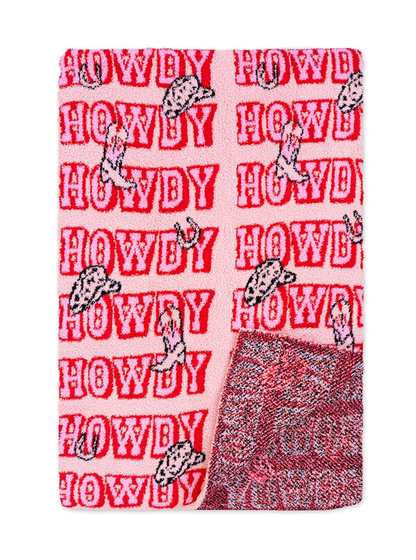 Throw Blanket - Western Cowgirl - "Howdy" - Pink