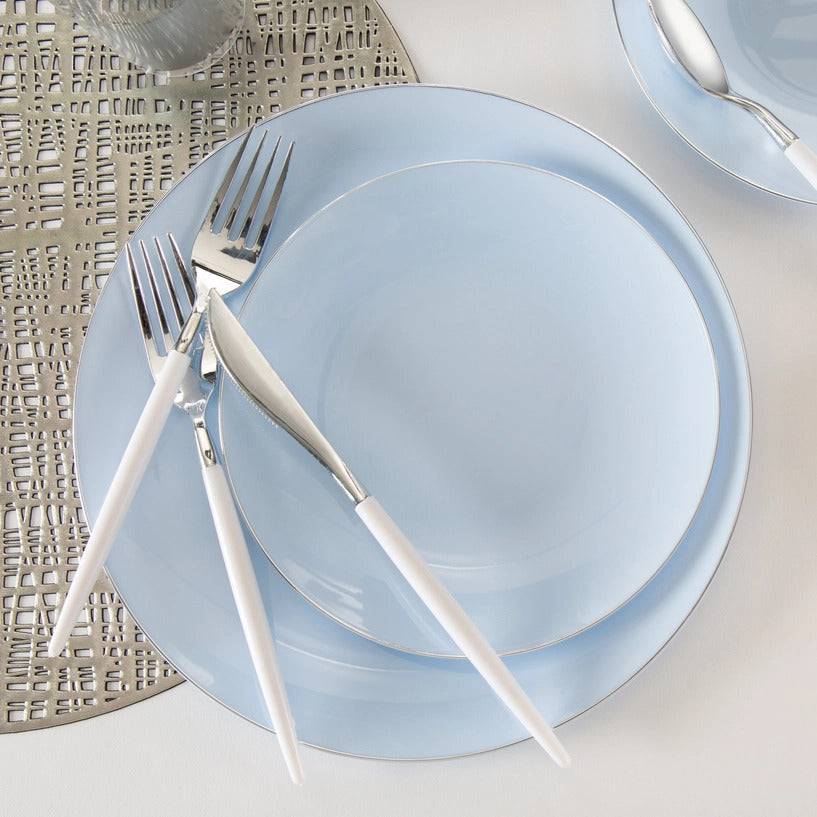 White • Silver Plastic Cutlery Set | 32 Pieces