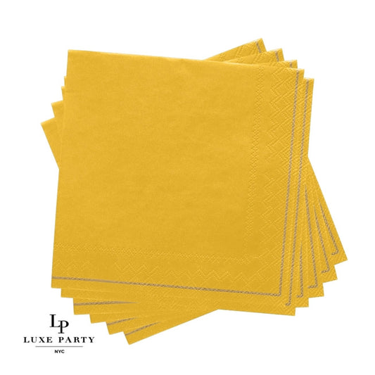 Yellow with Gold Stripe Lunch Napkins | 20 Napkins