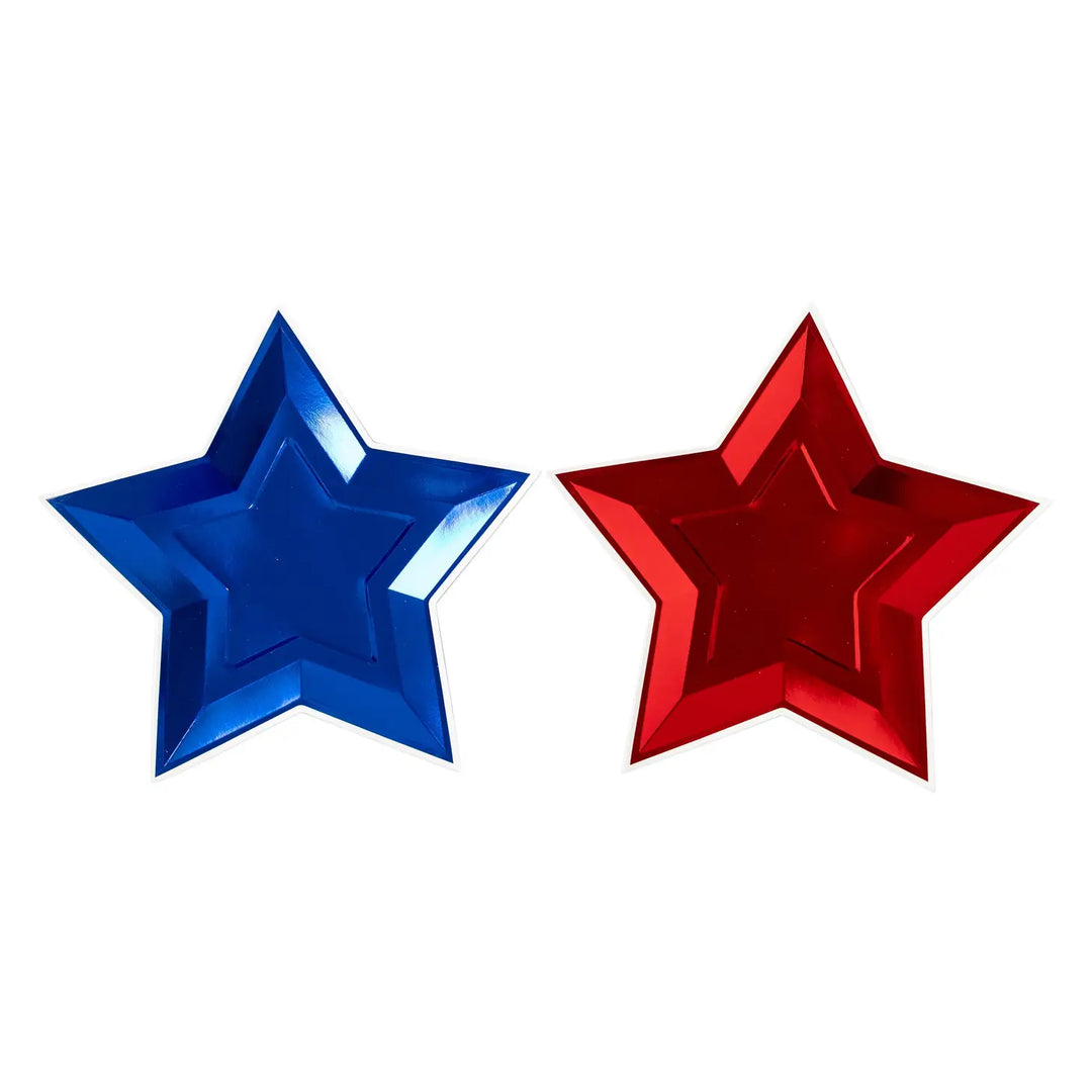 Blue and Red Foil Star Plates