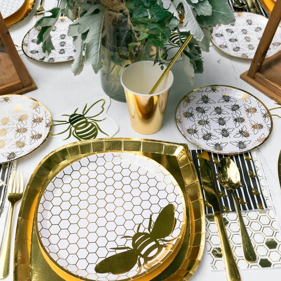 Hey Bae-Bee, Gold Dinner Plates - 8 Pk