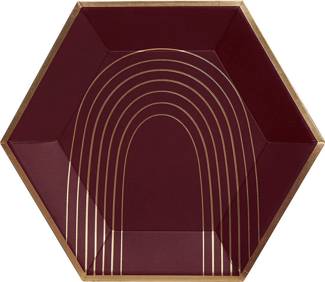 Bordeaux Maroon Arch Large Paper Plates
