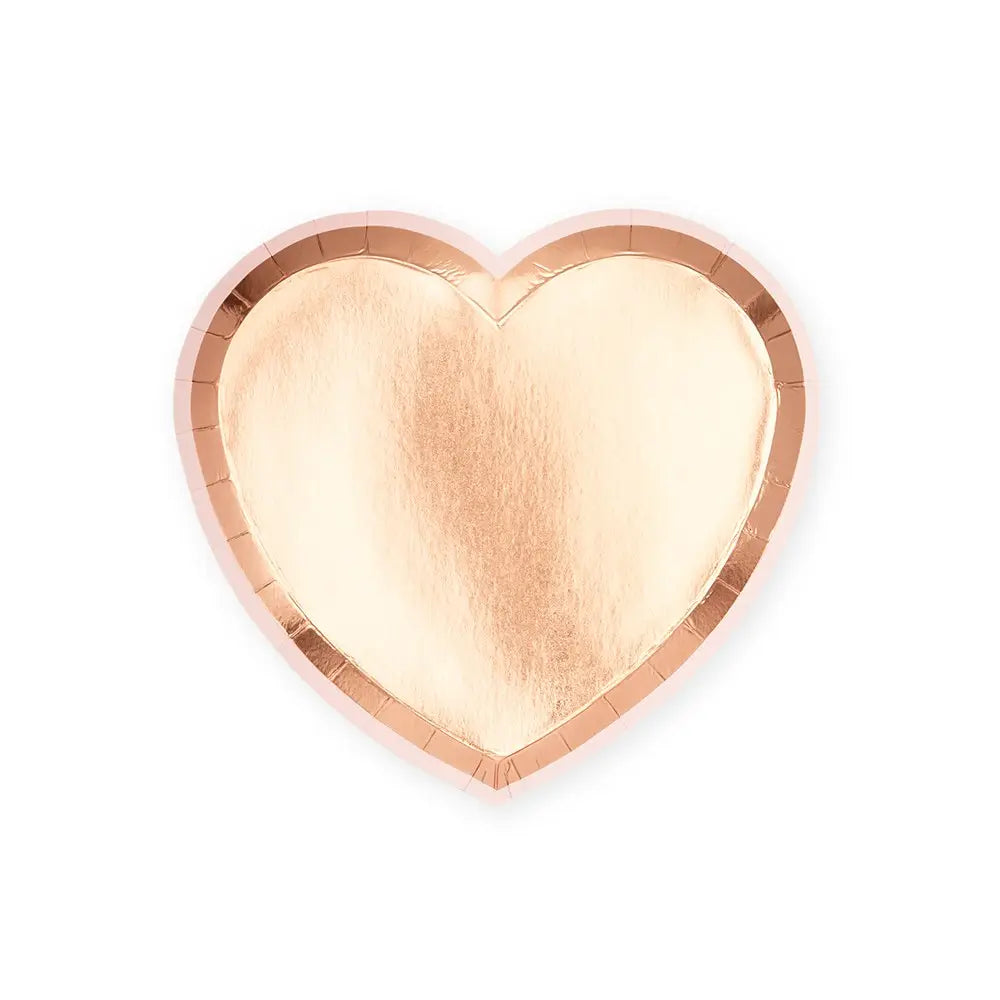 Small Heart Disposable Paper Party Plates - Rose Gold