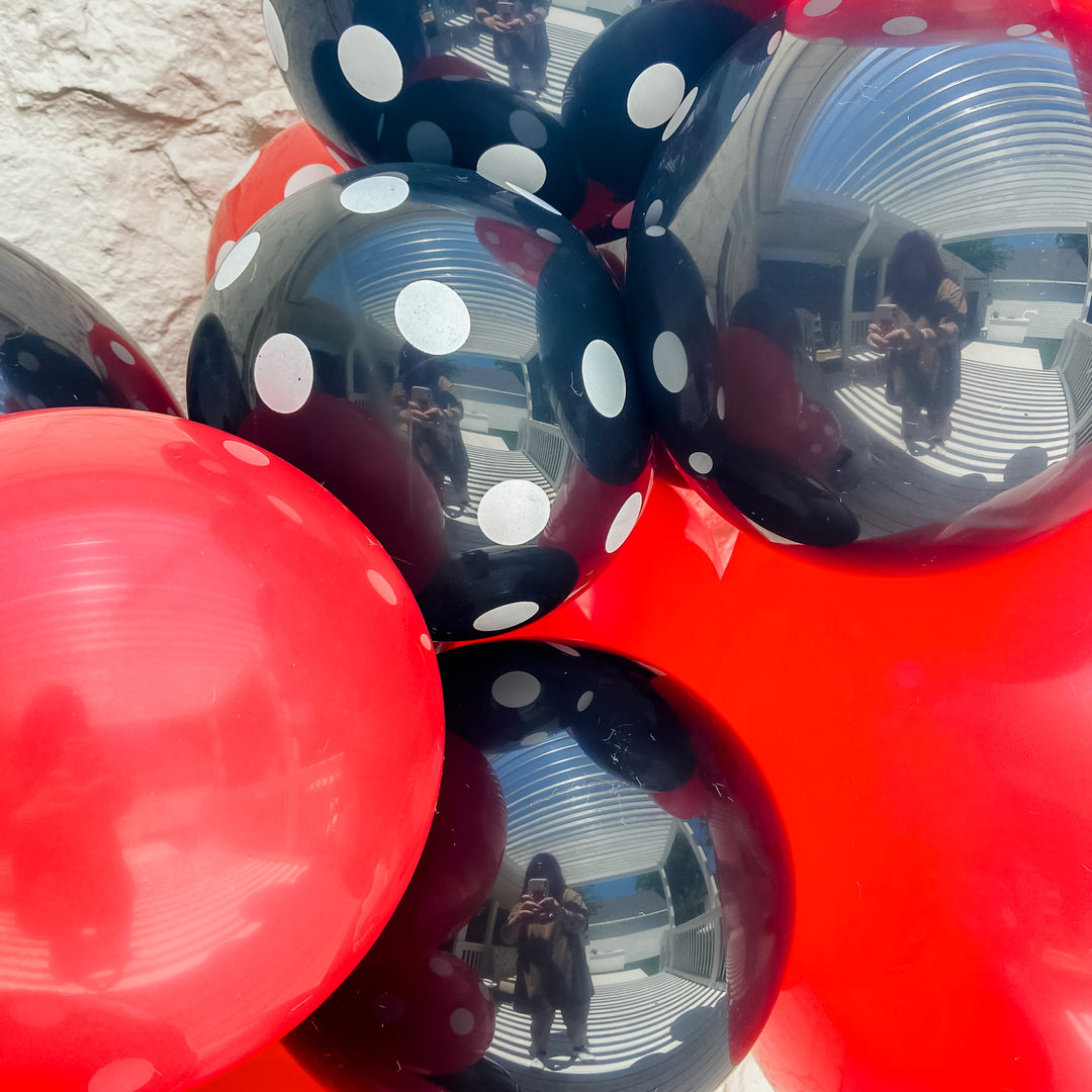 Red & Black Polka Dot Inflated Balloon Garland