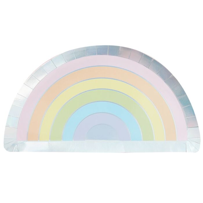 Iridescent Foiled Pastel Rainbow Paper Plates