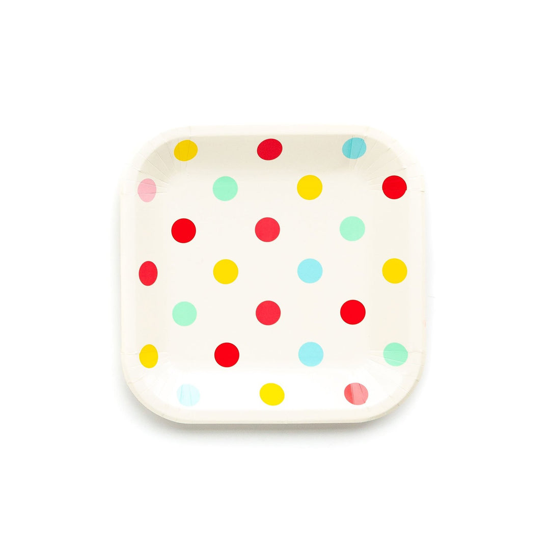 Multi Polka Dot Square Paper Plates
