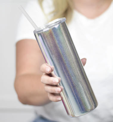 Silver Rainbow Mirror Tall Travel Cup