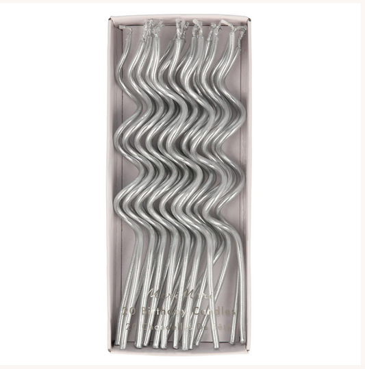 Silver Swirly Candles