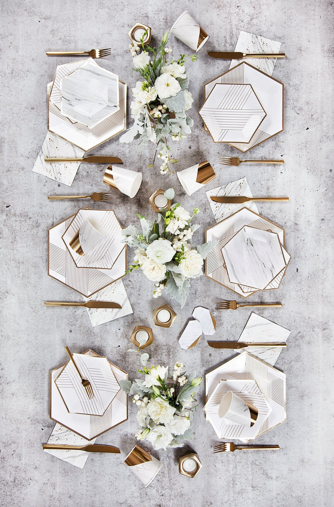 White Marble Colorblock Paper Cups