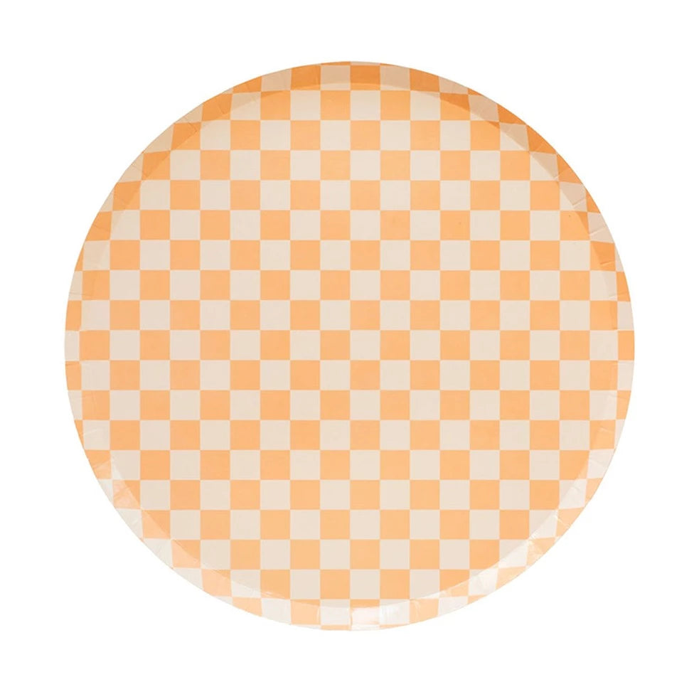 Peaches N' Cream Checkered Dinner Plates