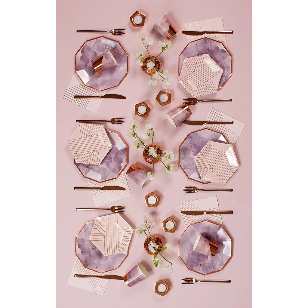 Amethyst - Pale Pink Striped Small Paper Plates