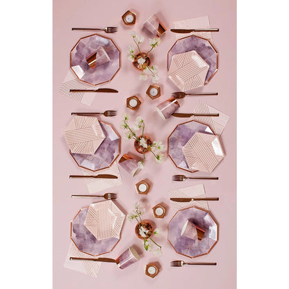 Amethyst - Pale Pink Striped Small Paper Plates