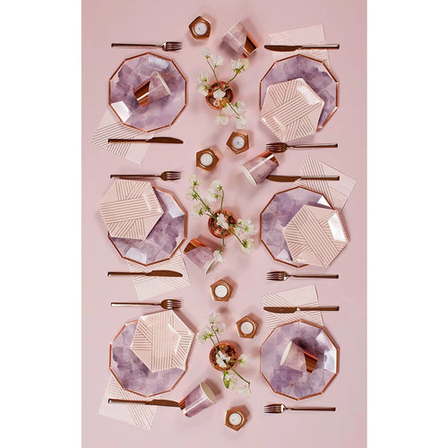 Amethyst - Pale Pink Striped Small Paper Plates