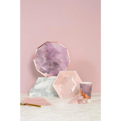 Amethyst - Pale Pink Striped Small Paper Plates