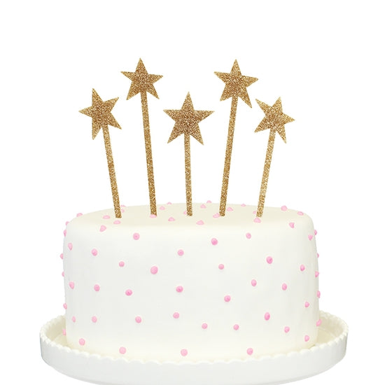 Shooting Stars Cake Topper Gold Glitter Acrylic